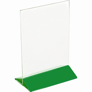 Подставка настольная для меню А5; пластик; H=22,L=15.5,B=9.5см; прозрачный,зеленый
