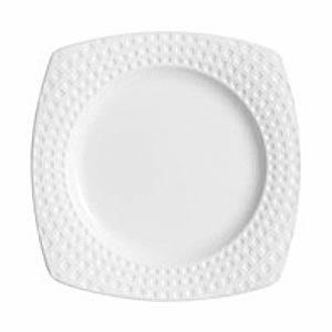 Тарелка квадратная «Сатиник»; материал: фарфор; длина=25.5, ширина=25.5 см.; белый