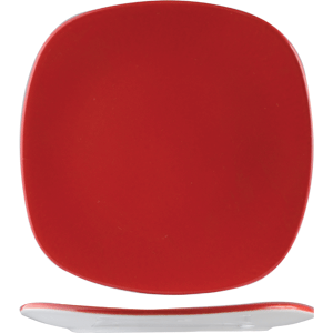 Тарелка квадратная «Фиренза ред»; материал: фарфор; высота=3, длина=28, ширина=28 см.; красный, белый