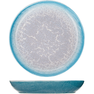 Тарелка глубокая Нептун; фарфор; D=22см; белый, бирюзовый