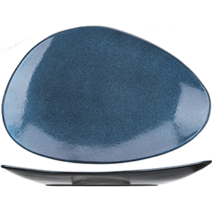 Тарелка «Млечный путь голубой»;  фарфор;  ,H=45,L=370,B=250мм;  голуб.,черный