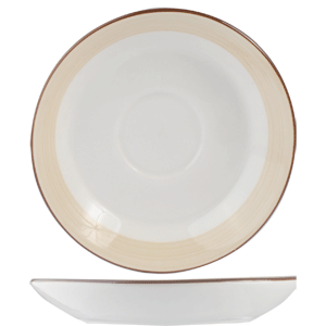 Блюдце «Чино»; материал: фарфор; диаметр=145, высота=17 мм; цвета: белый, бежевый