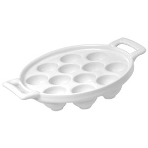 Блюдо для улиток на 12 штуки «Бель Кузин»; материал: фарфор; высота=43, длина=215, ширина=160 мм; белый