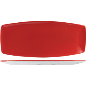 Блюдо «Фиренза ред»; материал: фарфор; длина=35.5, ширина=15.3 см.; красный, белый