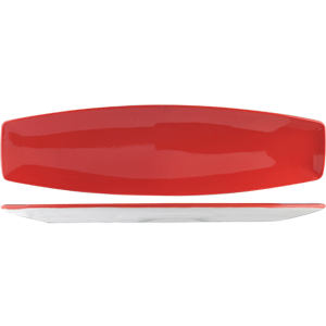 Блюдо «Фиренза ред»; материал: фарфор; высота=17, длина=360, ширина=100 мм; красный, белый