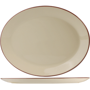 Блюдо овальное «Кларет»; материал: фарфор; высота=24, длина=300, ширина=235 мм; бежевая,бордо