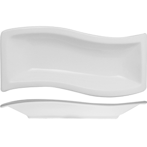 Блюдо волнистое прямоугольное «Кунстверк»; материал: фарфор; высота=5, длина=38, ширина=15.8 см.; белый