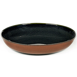 Блюдо глубокое; керамика; D=175,H=30мм; синий, коричневый 