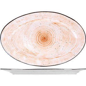 Блюдо овальное «Пастораль»; фарфор; H=2.7,L=40.8,B=26.2см; оранжевый