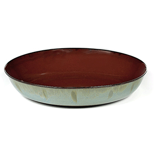 Блюдо глубокое; керамика; D=21,H=4см; коричневый ,серый