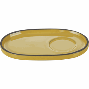 Блюдце «Карактэр»; керамика; ,H=12,L=135,B=83мм;  желтый 