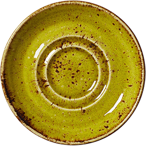 Блюдце «Крафт Эппл»; фарфор; D=110,H=13мм; желто-зел.