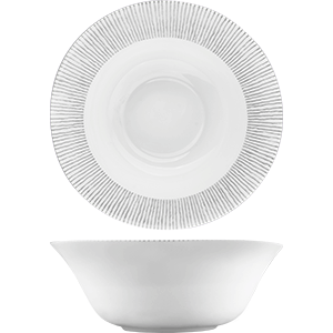 Салатник «Линия»; стекло; 2л; диаметр=247, высота=90 мм; белый,серый