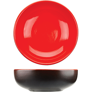 Салатник «Кармин»;  керамика;  1,3л;  D=215,H=75мм;  красный,черный