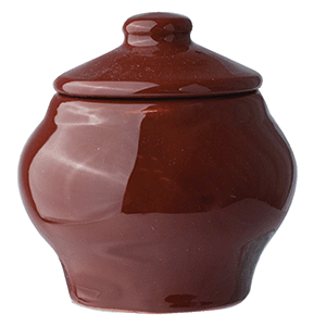 Горшок для запекания с крышкой; керамика; 100 мл; диаметр=6, высота=8 см.; темно-коричневый