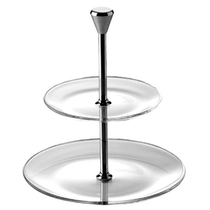 Этажерка 2-х ярусная для десерта «Фул Мун» диаметр=15/21 см.; материал: алюминий, стекло; высота=23 см.