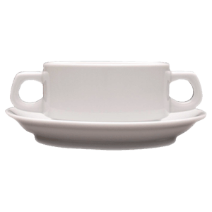 Супница, Бульонница (бульонная чашка) «Кашуб-хел»; материал: фарфор; 320 мл; диаметр=11, высота=5, длина=16 см.; белый