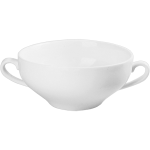 Супница, Бульонница (бульонная чашка) с 2-мя ручками «Кунстверк»; материал: фарфор; 400 мл; диаметр=12.3, высота=5.5, длина=17.3 см.; белый