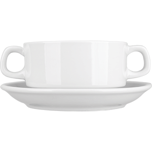 Супница, Бульонница (бульонная чашка) «Коллаж»; материал: фарфор; 300 мл; диаметр=10 см.; белый