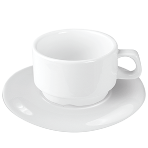 Пара чайная «Кунстверк»; материал: фарфор; 250 мл; диаметр=9.5, высота=8.5, ширина=15.5 см.; белый
