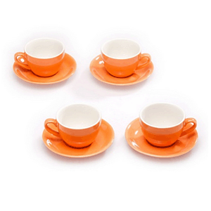 Набор чайных пар «Колорадо» [4шт]; материал: фарфор; 210 мл; оранжевый цвет
