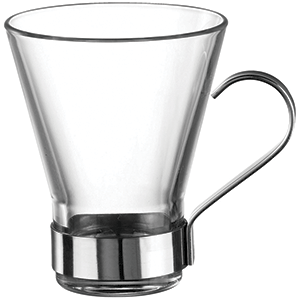 Чашка чайная с металлическим подстаканником «Эпсилон»; стекло; 320мл; D=9.3,H=11.2см; прозрачный