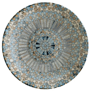 Тарелочка для масла с рисунком «Лука Мозаик»;  фарфор;  D=11см;  голуб.