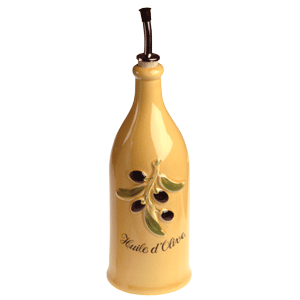 Бутылка для масла «Прованс»; материал: фарфор,металл; 290 мл; диаметр=65, высота=230, длина=70, ширина=70 мм; желтый ,роспись