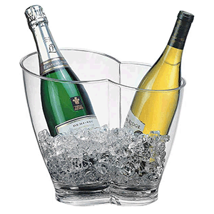 Ведро для шампанского на 2 бут-ки; пластик; 4л; высота=26, длина=30.5, ширина=21.5 см.; прозрачный