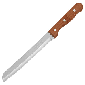 Нож для хлеба; сталь, дерево; длина=32/19 см.; металлический, коричневый