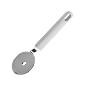 Нож для пиццы; тефлон,пластик; диаметр=6, длина=19.5 см.; белый,металлический
