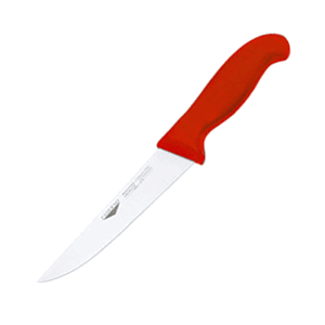 Нож для обвалки мяса; сталь; длина=29/16, ширина=3 см.; красный