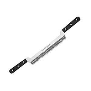 Нож для мягких сыров 2 ручки «Глория»; сталь; длина=43/30, ширина=4 см.; цвет: черный
