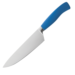 Нож поварской; сталь, пластик; длина=23 см.; металлический,синий
