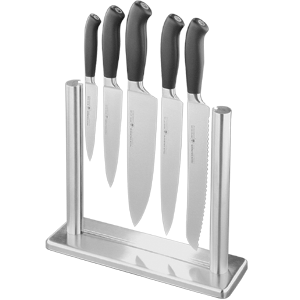 Набор ножей на подставке «Платинум» [5 шт]; стекло,сталь; длина=25, ширина=24 см.; цвет: черный