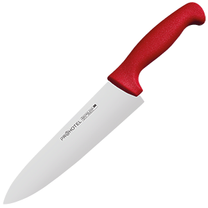 Нож поварской «Проотель»; сталь нержавеющая,пластик; L=34/20,B=4.5см; металлический , красный