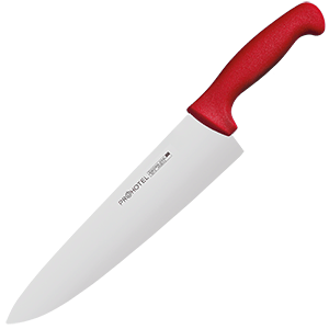 Нож поварской «Проотель»; сталь нержавеющая,пластик; L=38/24,B=5.5см; металлический , красный
