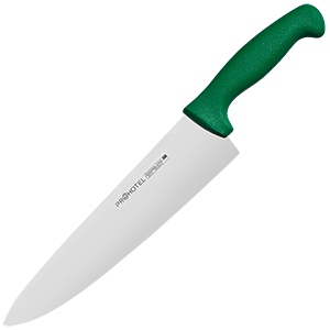 Нож поварской «Проотель»; сталь нержавеющая,пластик; L=38/24,B=5.5см; металлический ,зеленый