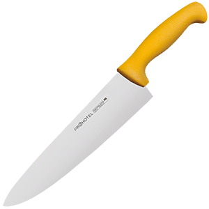 Нож поварской «Проотель»; сталь нержавеющая,пластик; L=38/24,B=5.5см; металлический , желтый