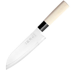 Нож кухонный «Сантоку»; сталь нержавеющая, дерево; L=29.5/16.5см