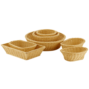 Корзина плетеная для хлеба; полиротанг; диаметр=25.5, высота=6.3 см.; бежевая