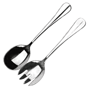 Ложка и вилка для салата «Багет»; сталь нержавеющая; длина=200/65, ширина=3 мм; металлический