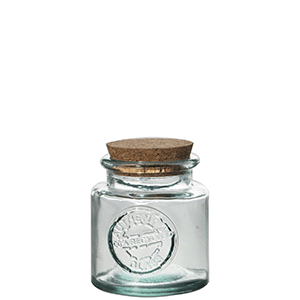 Банка круглая с крышкой «Аутентис»; стекло, пробка натур.; 250мл; D=8, H=10см; прозрачный