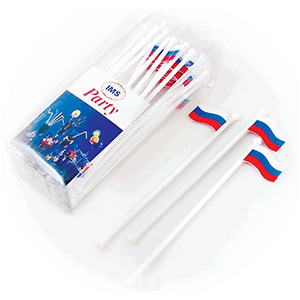 Мешалка для коктейлей «Российский флаг» (40 штук)  пластик  высота=200, длина=220/85, ширина=45 мм Melchert