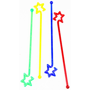 Мешалка «Звезды» (50 штук); пластик; высота=17.8, длина=18, ширина=3 см.; разноцветные