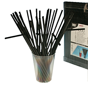 Трубочки со сгибом длина=24 см. (1000 штук); пластик; диаметр=0.5, длина=24 см.; цвет: черный