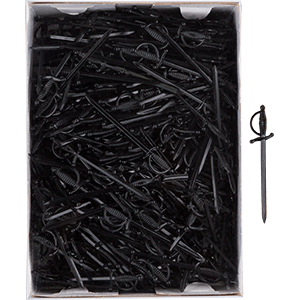 Пики для канапе «Меч» (500 штук); пластик; цвет: черный