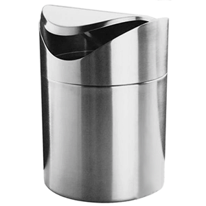 Урна для мусора,настольная; сталь нержавеющая; диаметр=12, высота=17 см.; серебряные