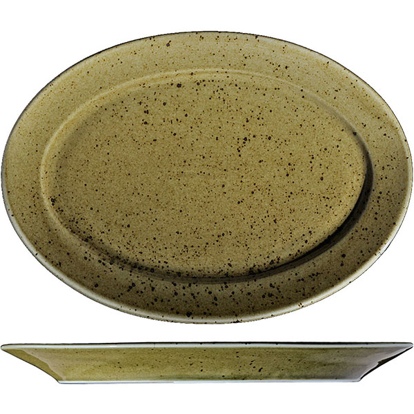 Блюдо овальное «Кантри Стайл»; материал: фарфор; высота=1.5, длина=32 см.; зеленый