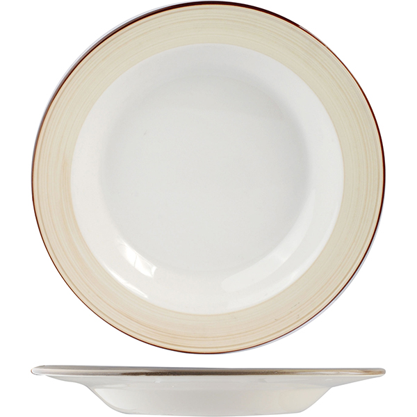 Тарелка для пасты «Чино»; материал: фарфор; 495 мл; диаметр=300, высота=65 мм; цвета: белый, бежевый
